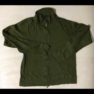 J Crew. Olive green zippered jacket.  Lightweight